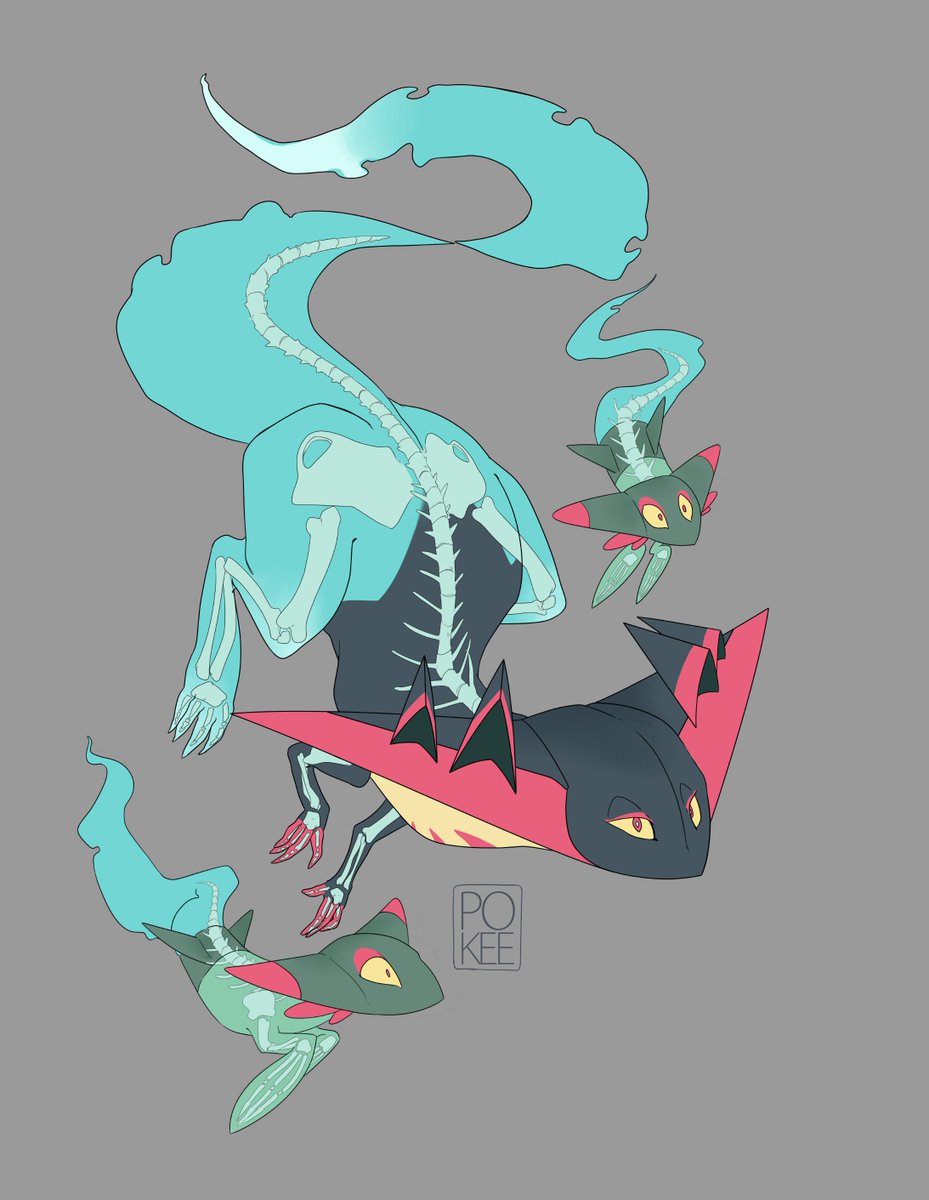Slowpokest's tweet photo. Massive thanks to @FictionalEnigma for letting me try my hand at making a tattoo version of my Dragapult pin! It's been such a learning experience https://t.co/WSILLYsaTR