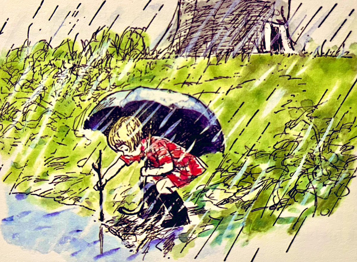 It rained, and it rained, and it rained. It rained so hard that Christopher Robin stayed indoors most of the time, and thought about things. Every morning he went out with his umbrella and put a stick in the place where the water came up to. ~A.A.Milne #Stormciaran #rain #flood