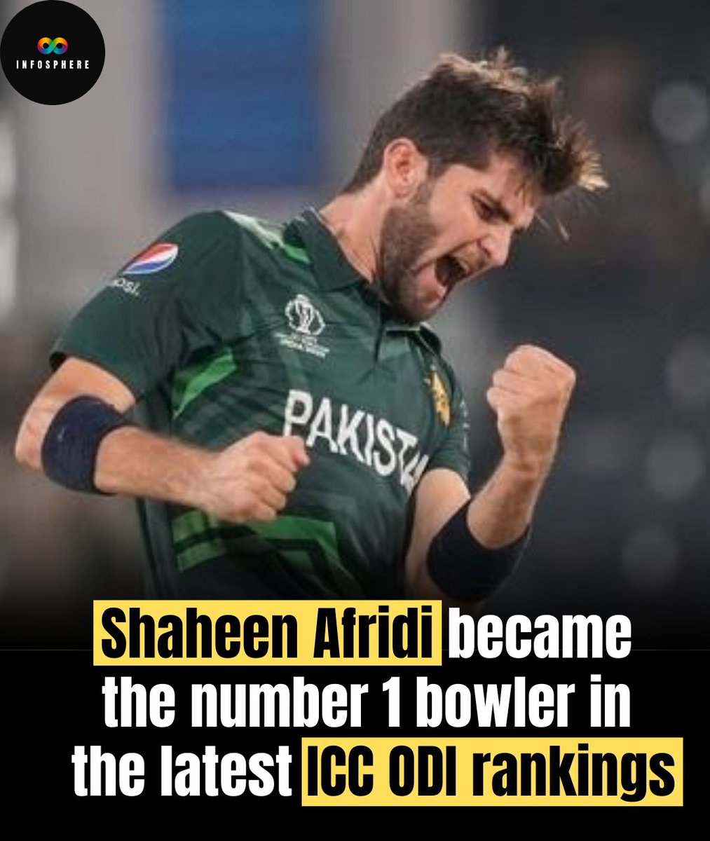 infosphers's tweet photo. After breaking the hoodoo in the World Cup match against Bangladesh, Pakistan fast bowler Shaheen Afridi claimed the number one spot in the ODI bowling rankings on Wednesday.
#ShaheenAfridi #ODIBowlingRankings #CricketWorldCup #NumberOneBowler
#NUFC https://t.co/IAB2YM2xTd