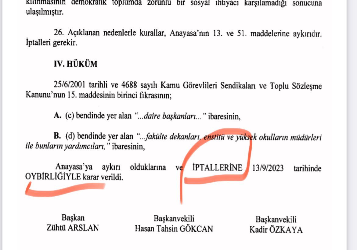 Ali YALÇIN (@_aliyalcin_) on Twitter photo 🔴ANAYASA MAHKEMESİ’NDEN SENDİKA ÜYELİĞİNİN KAPSAMINI GENİŞLETEN TARİHİ BİR KARAR ÇIKTI!
Daire Başkanları, Fakülte Dekanları, Enstitü ve Yüksek Okulların Müdürleri ve Yardımcıları’nı üye yapmamıza  Türk Eğitim-Sen tarafından yapılan itiraz ve üye olamayacaklarına ilişkin açılan 🔴ANAYASA MAHKEMESİ’NDEN SENDİKA ÜYELİĞİNİN KAPSAMINI GENİŞLETEN TARİHİ BİR KARAR ÇIKTI!
Daire Başkanları, Fakülte Dekanları, Enstitü ve Yüksek Okulların Müdürleri ve Yardımcıları’nı üye yapmamıza  Türk Eğitim-Sen tarafından yapılan itiraz ve üye olamayacaklarına ilişkin açılan