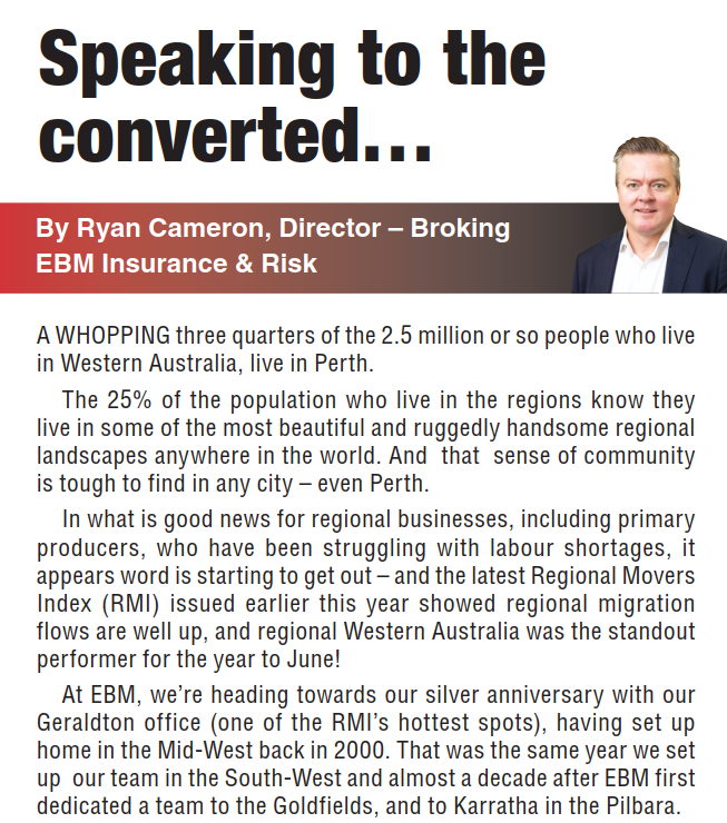 Check out <a href="/Ryancameron1974/">Ryan Cameron</a> latest <a href="/farmweekly/">Farm Weekly</a> column on page 31.
Our communities are right across Western Australia – and our regional offices are proud to support a whole range of local groups, businesses, events and causes in the most practical of ways.
#insurance #regional