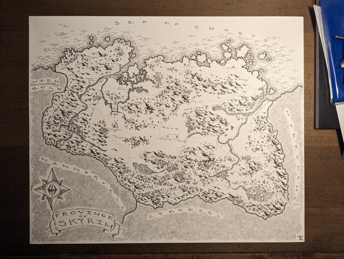 Thundrosaur's tweet photo. @LeeshaHannigan Hello! My name is Tanner Whitney and I am a fantasy cartographer whose work is primarily in existing fantasy IPs and commissioned maps for RPG campaigns. Most of my work is available here: https://t.co/9NYWhwaF7x https://t.co/bAeomG9yjM