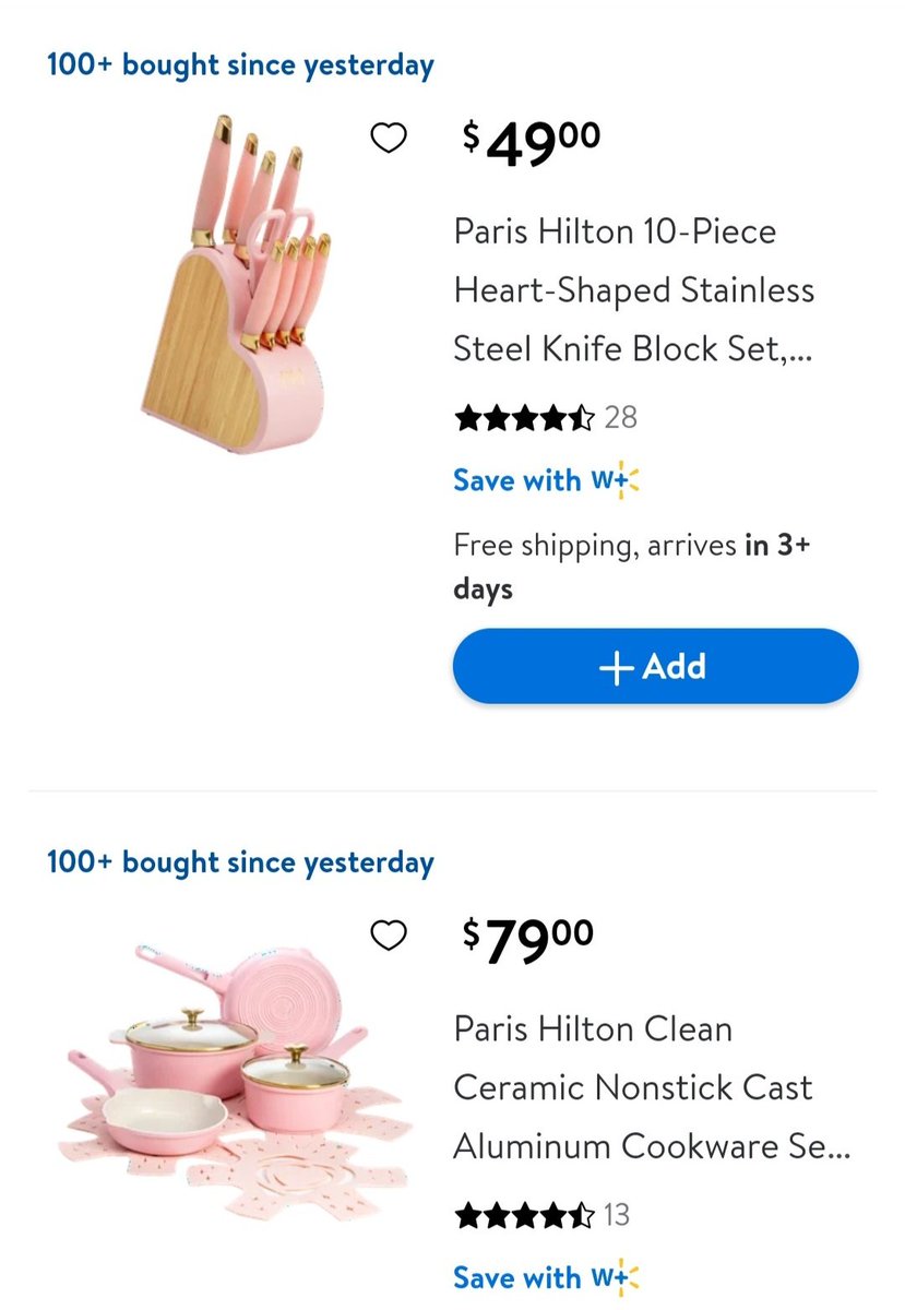 Paris Hilton 10-Piece Heart Stainless Steel Knife Block Set, Pink