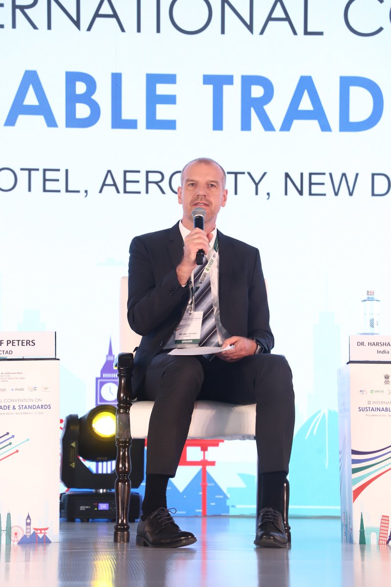 In the opening plenary session at the 3rd ICSTS, Dr Ralf Peters, Head of Trade Analysis, Division on Int'l Trade &amp; Commodities, UNCTAD, emphasised on the importance of govt support for creating a regulatory &amp; economic environment that promotes sustainable trade &amp; standards.