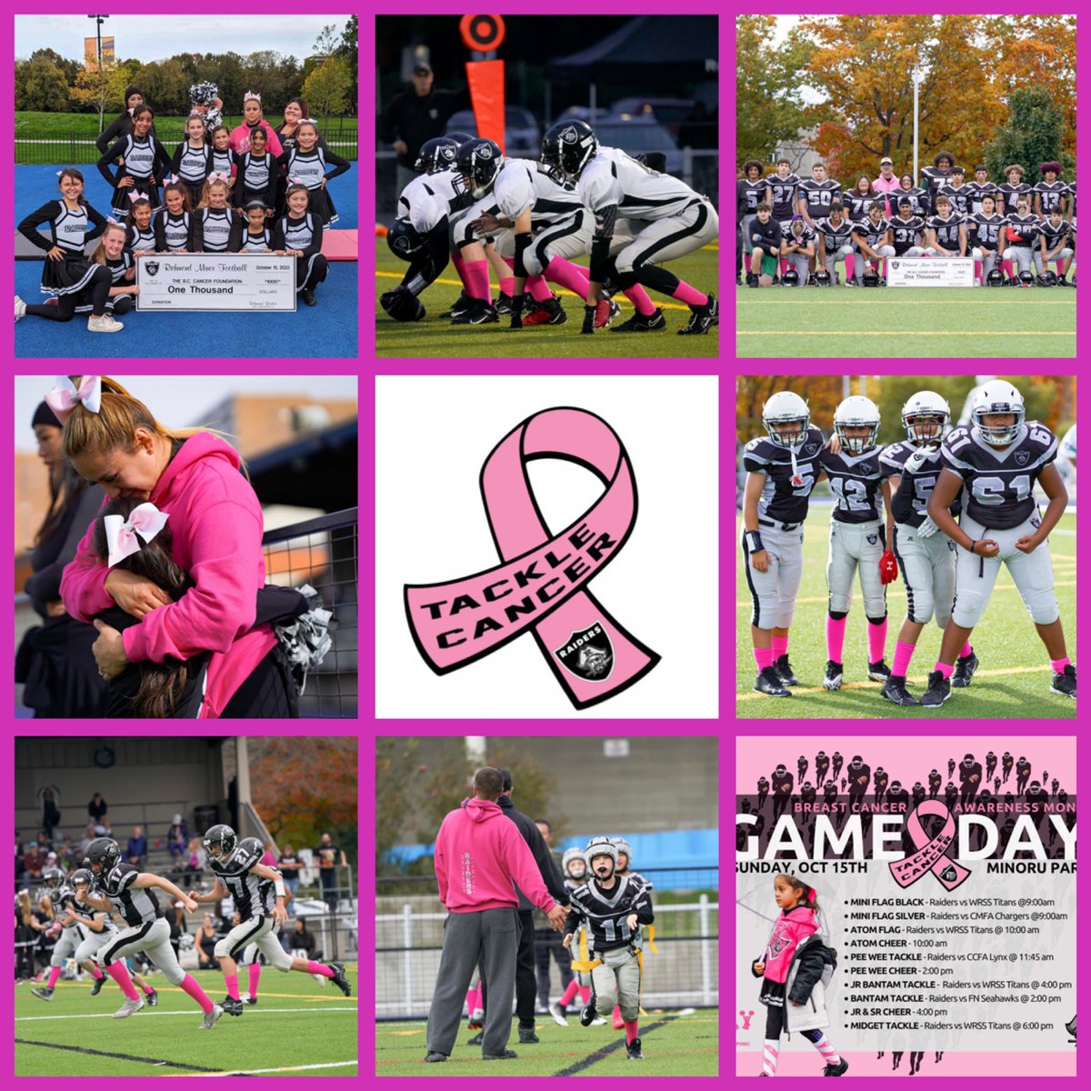 Richmond Raiders wear pink to show our support for cancer awareness. Everyone has been touched by cancer, so we hope our $1,000 donation to <a href="/BCCancer/">BC Cancer</a> can go a long way to help research and awareness! A huge thanks to all our players &amp; families who donated to this important cause!