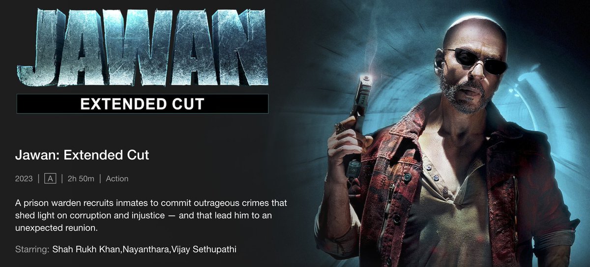 ArjunVcOnline's tweet photo. #JawanExtendedCut streaming now on #NetflixIndia.

#HBDSRK #HappyBirthdaySRK

#Jawan #JawanOnNetflix https://t.co/TU692EzSQp