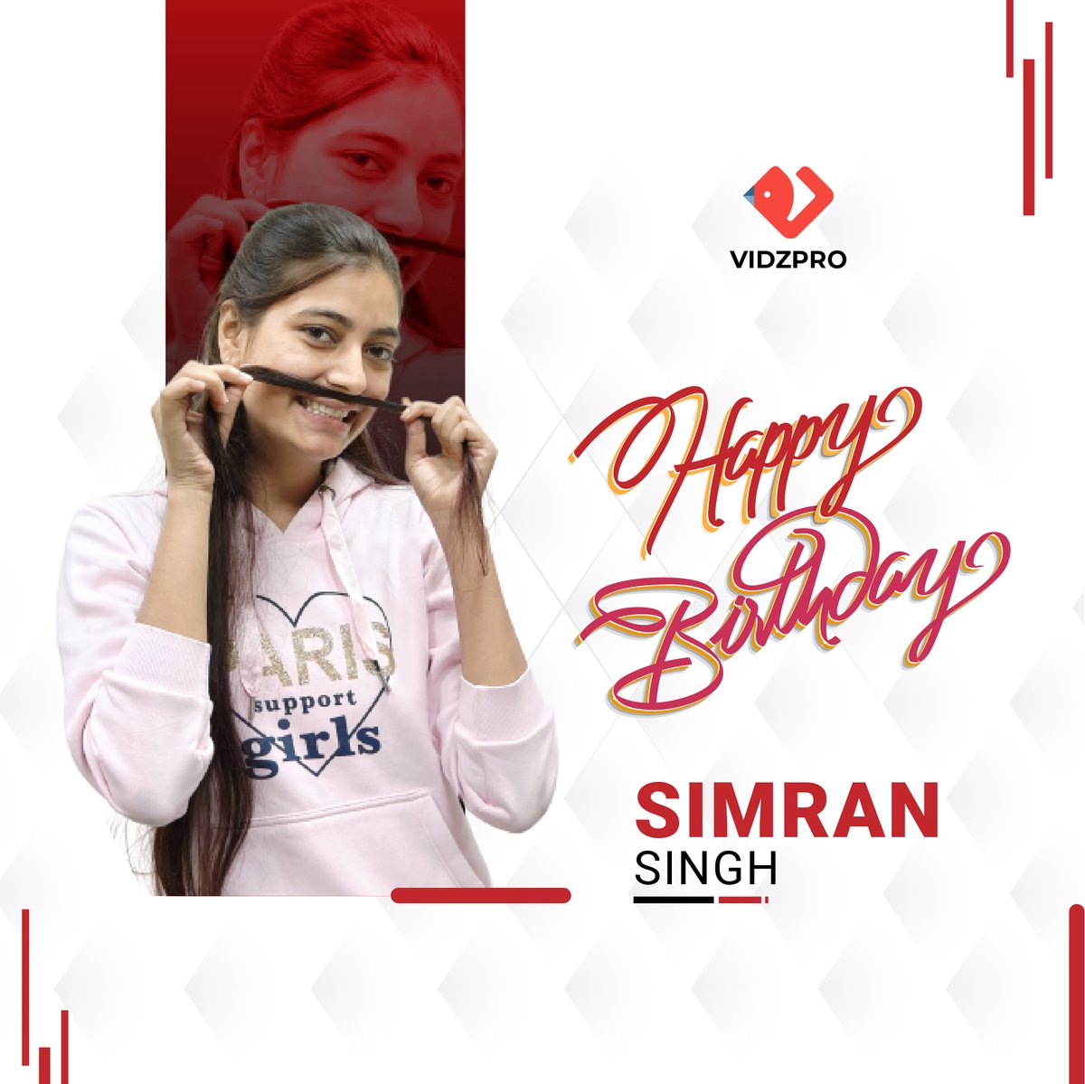 VidzproServices's tweet photo. 🎊🎉Happy Birthday Simran! May your day be as sweet as your character, and your year ahead even sweeter!🥳
#sweetcharacter #sweetyearahead #vidzproservices #happybirthday #sweetestday #happymoments https://t.co/KhRXmgIqwt