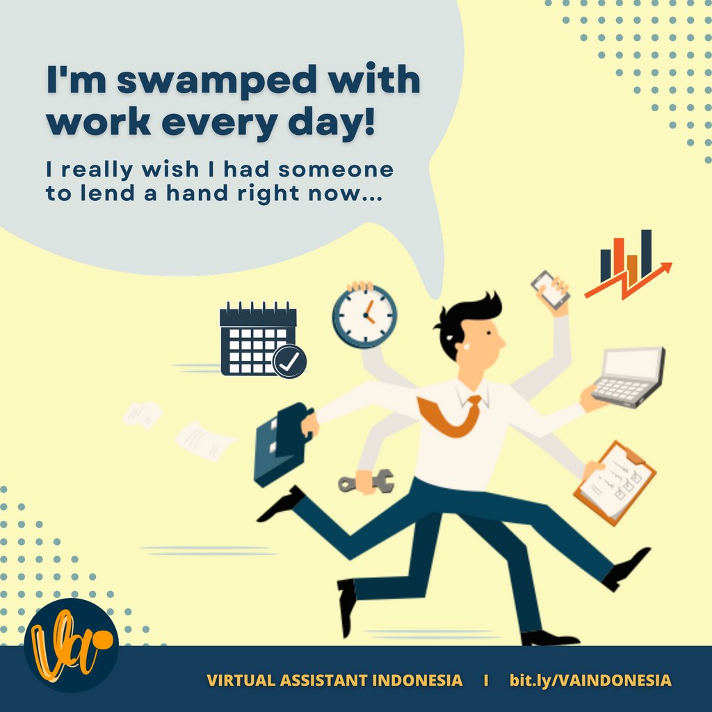 vai_id's tweet photo. Stay afloat in the chaos! A Virtual Assistant is your lifesaver amidst overwhelming tasks. They bring focus, organization, and increased productivity to your business. Don't hesitate to hire one today and regain control over your workload. Take charge of your success!

#vai https://t.co/SCQuDhfLuf