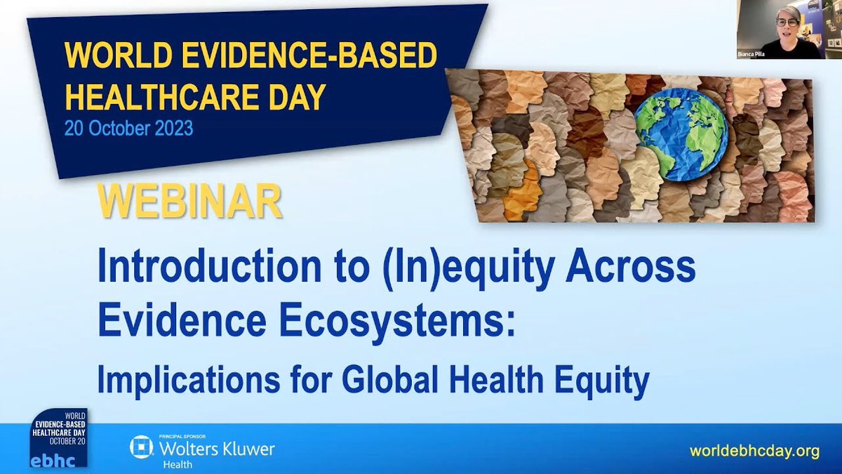 The recording of the official #WorldEBHCDay webinar, 'Introduction to (in)equity across evidence ecosystems', is now available!👇 Watch webinar: ow.ly/mKhW50Q3j21 @Biancajanepilla @NasreenJessani @lmbuagbaw @DrSoumyadeepB @Research_Ambit @Prof_Ritin @jpardopardo