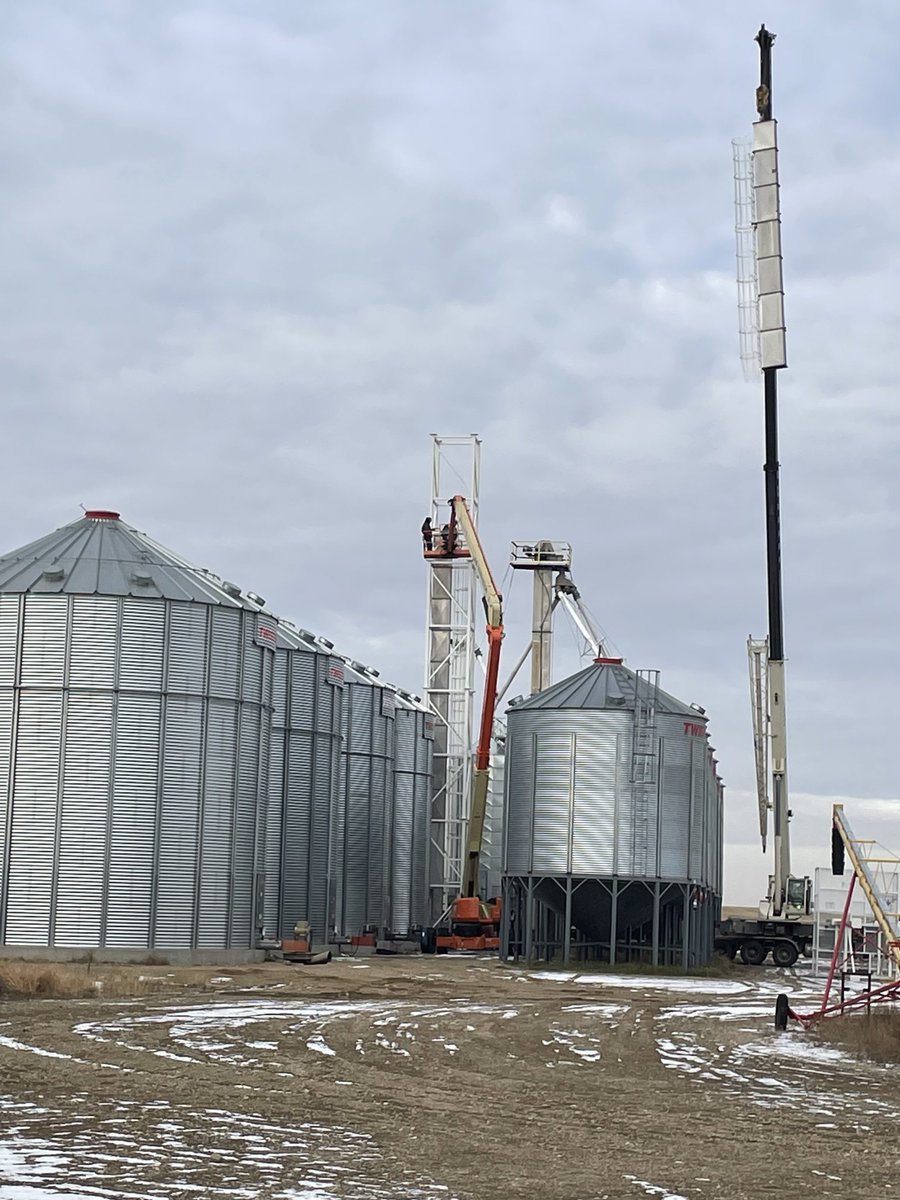 Well after 3 months of building the tower and platforms the day has come to stand it up.She’s high.The service platform is 10-16 ft top 20 ft section of tower with service platform weighed in 6300lbs . Total height 115 ft .thanks to Trevor <a href="/fab/">Fab</a> all for setting it up .