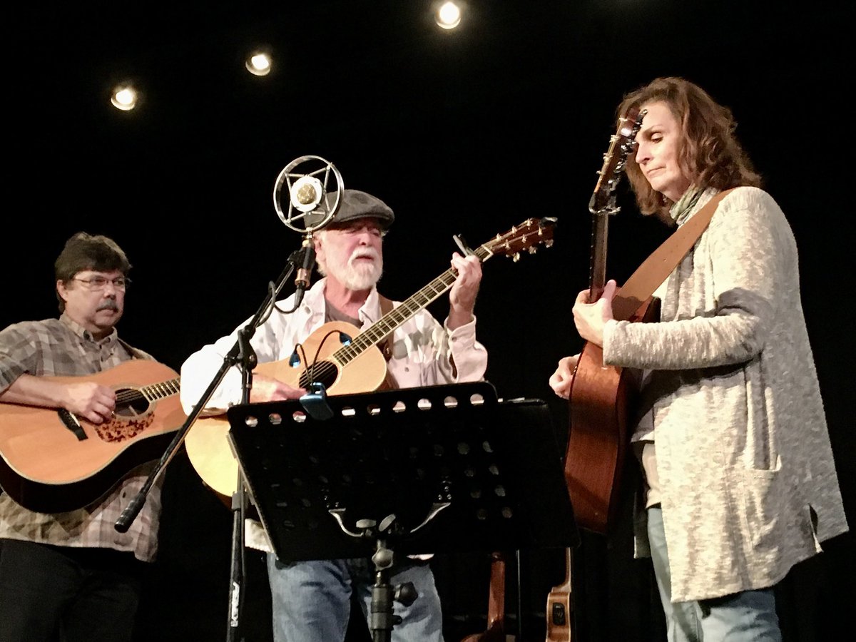 The HigLeeWils — from left, David Wilson, Larry Lee, and Emily Higgins — at the Focal Point in St Louis (2019). Highly talented acoustic trio. Larry Lee went back to his Ozark Mountain Daredevil days and sang newer material, too.