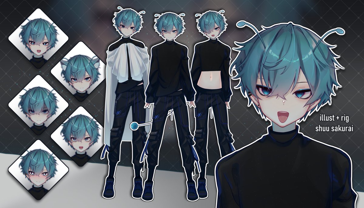sakuraishuu's tweet photo. hi i'm shuu 👾💙 self made alien boy artist and rigger!  #vtuber #uchuushuu https://t.co/gMUQGOTdJn