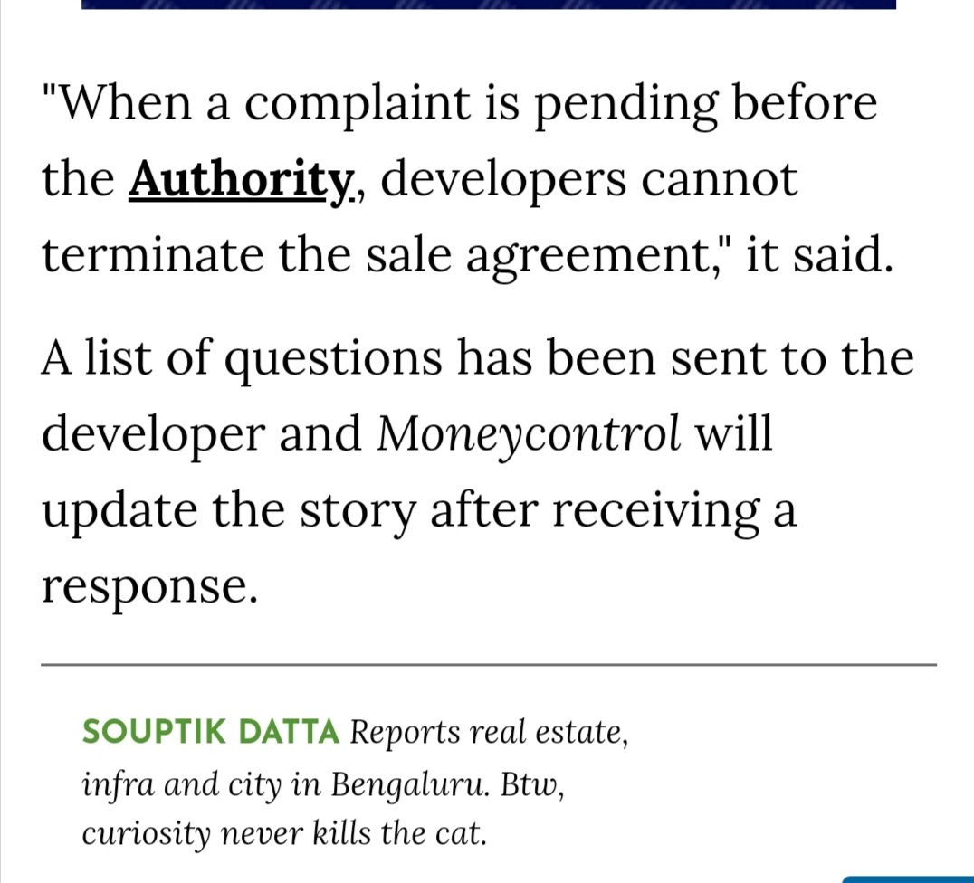 KA_HomeBuyers's tweet photo. Dear Home Buyers, please make a note of recent judgement from RERA KARNATAKA in Mantri Pinnacle project judgement against Mantri Developers. "When complaint is pending before the Authority, developers cannot terminate the sale agreement"
@CPBlr
@OfficeRera
https://t.co/KuejZLuVcP https://t.co/2eiMsTCZzn
