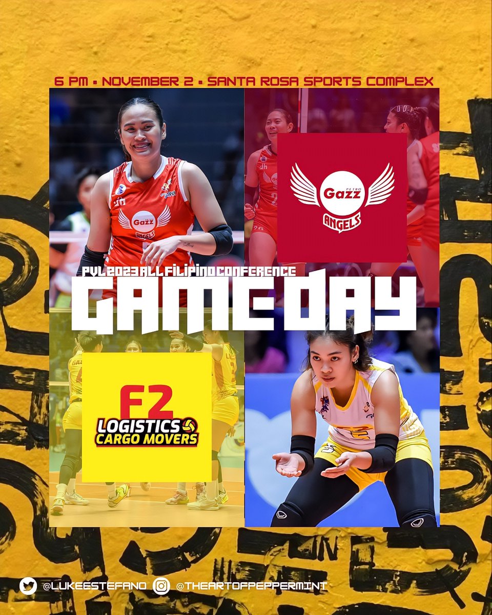 Game Day 💛🚚
An exciting match-up between the top seed team Petro Gazz Angels and the F2 Logistics Cargo Movers at 6 p.m. in Santa Rosa Sports Complex. 
#PVL2023 #F2Fortified2Fight #LetsMoveNow #PVL2023AFC