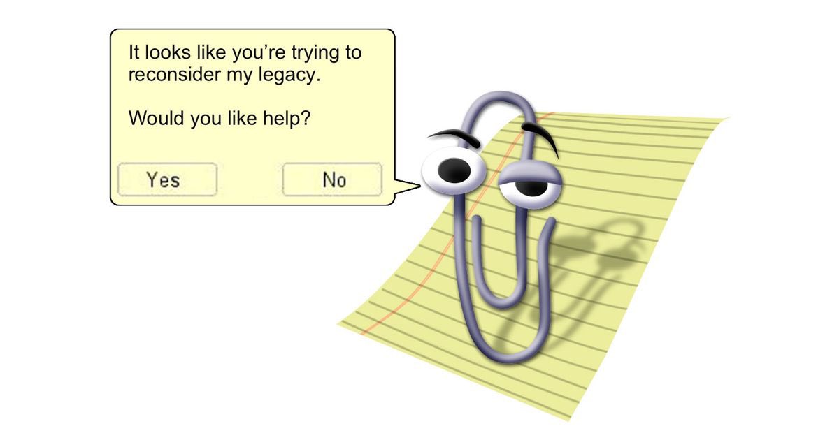 ExcelHumor's tweet photo. chatGPT is just Clippy on steroids https://t.co/WYgr1h4eKi