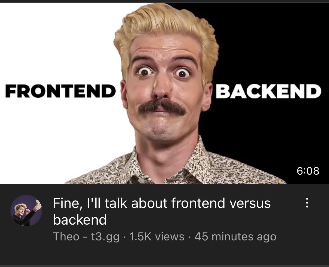 thedolodev's tweet photo. @t3dotgg I really like the “Get Out” themed thumbnail. Is backend The Sunken Place? https://t.co/gdnRQ4uZaI