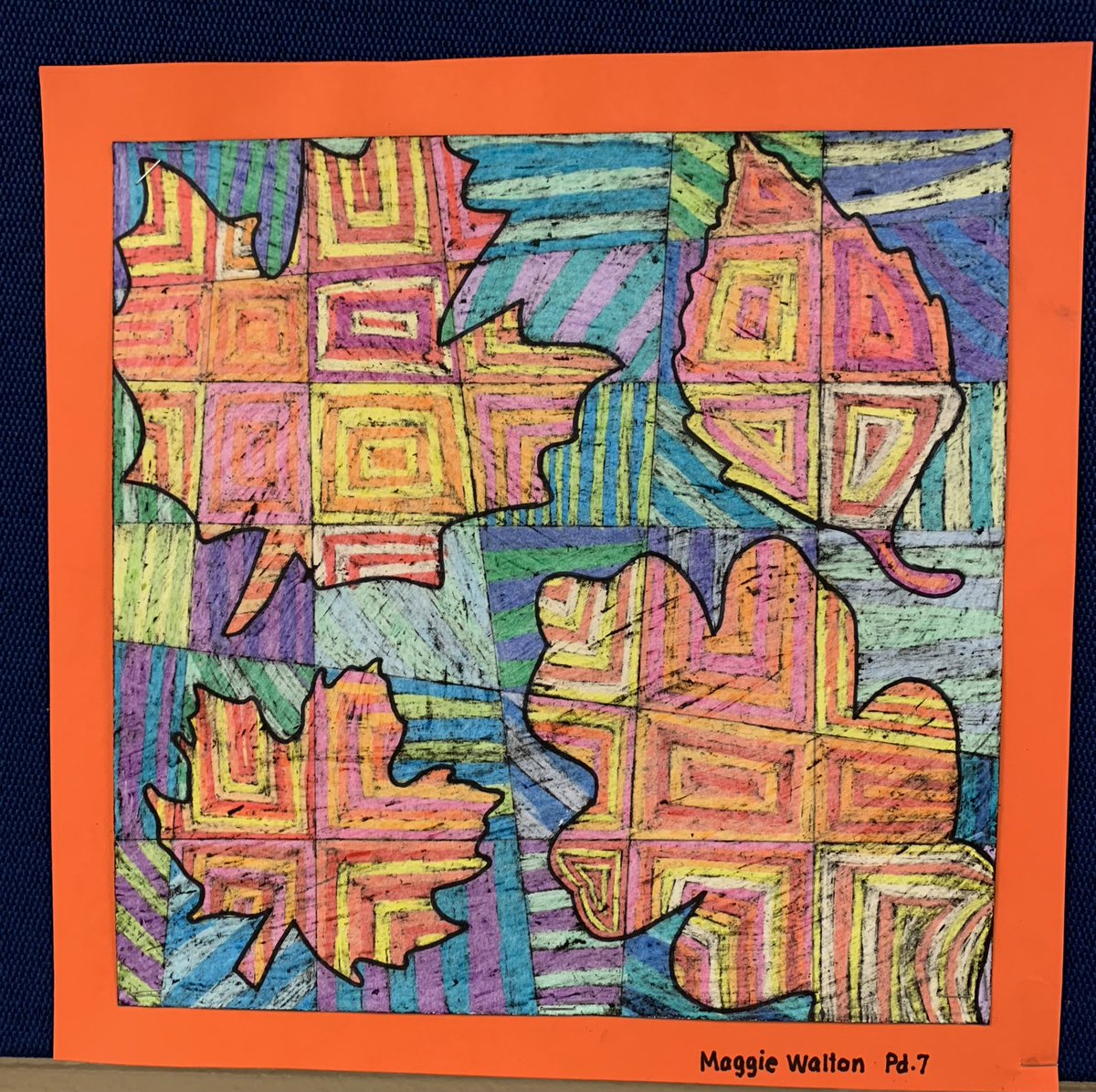 NmsMiss's tweet photo. Terrific sgraffito leaf examples by 7th graders Philip P., Maggie W., and Makayla P! @PennDelco @NMSViking @MrsGordon_ART @pdsdsuper https://t.co/KywulqJBI9