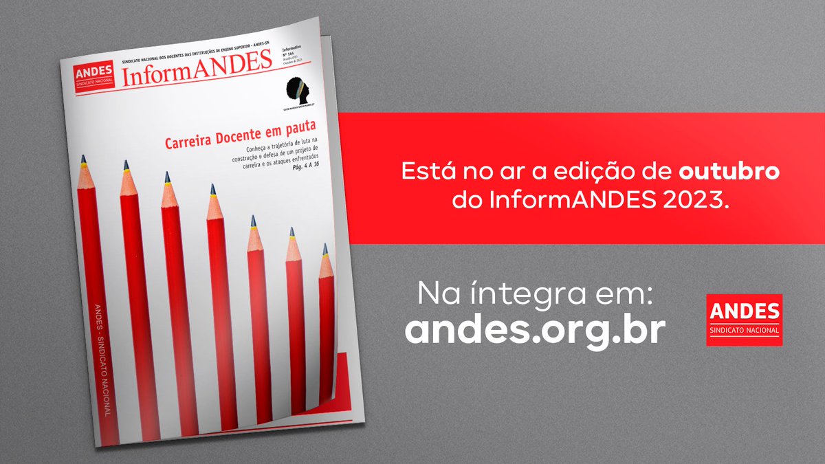 andessindicato's tweet photo. Confira:
- Nota de pesar pelo falecimento de Marinalva Oliveira;
- A trajetória de luta do ANDES-SN para a construção e defesa de um projeto de carreira docente e os ataques enfrentados;
Leia em PDF: https://t.co/Fw5i3gweuh
Leia no ISSUU: https://t.co/IW2dYBV4LR
#andessn https://t.co/RVKGnQAwEy
