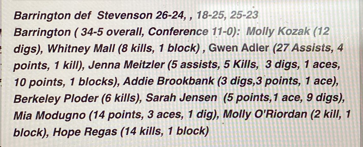 Sectional Champs! Varsity def Stevenson 26-24, 18-25, 25-23. So proud of the team! Never quit! See everyone Friday at BHS 6pm. #surfermentality #tcsdr <a href="/BHS220Athletics/">BarringtonAthletics</a> <a href="/IVCAcoaches/">Illinois Volleyball Coaches Association</a> <a href="/illprepvb/">Illprepvb.com</a>