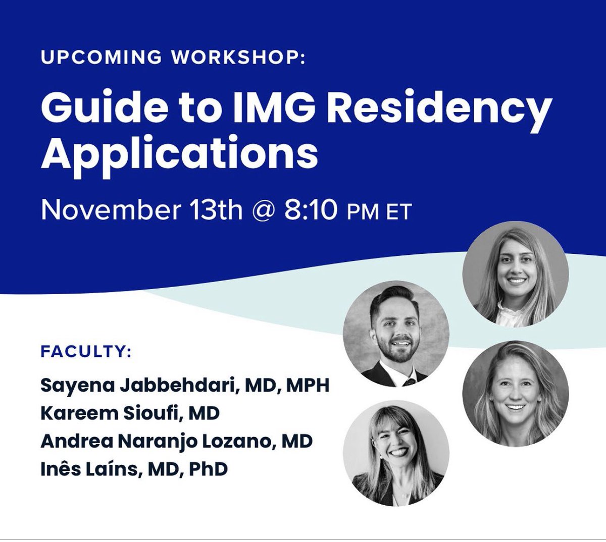 Join us on November 13th to learn more about IMG residency applications @YoungMDConnect @InesLains @RetinaJedi @tbogetti