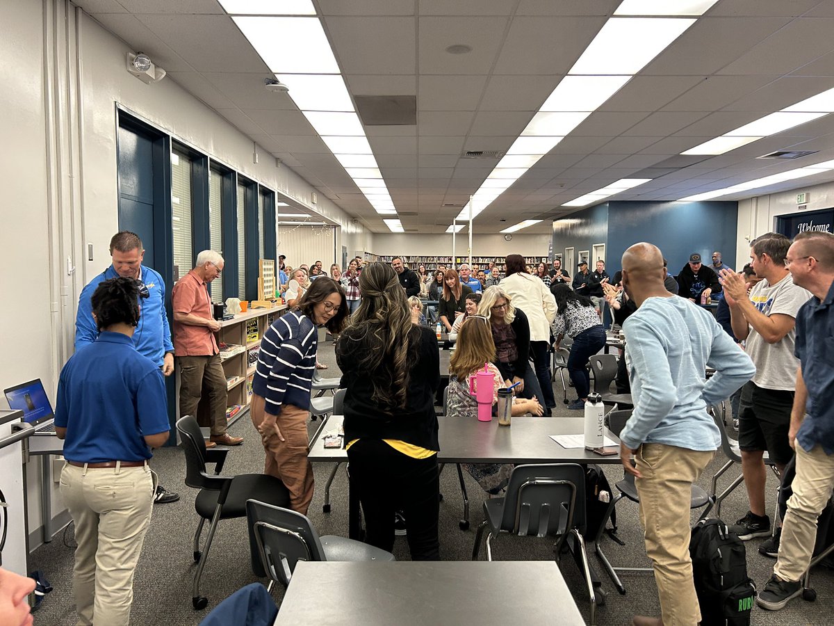 1️⃣st staff meeting as principal at SDHS. I got to share who I am, my background, my values and belief system, goals, vision, and expectations. Feeling the love 💙
