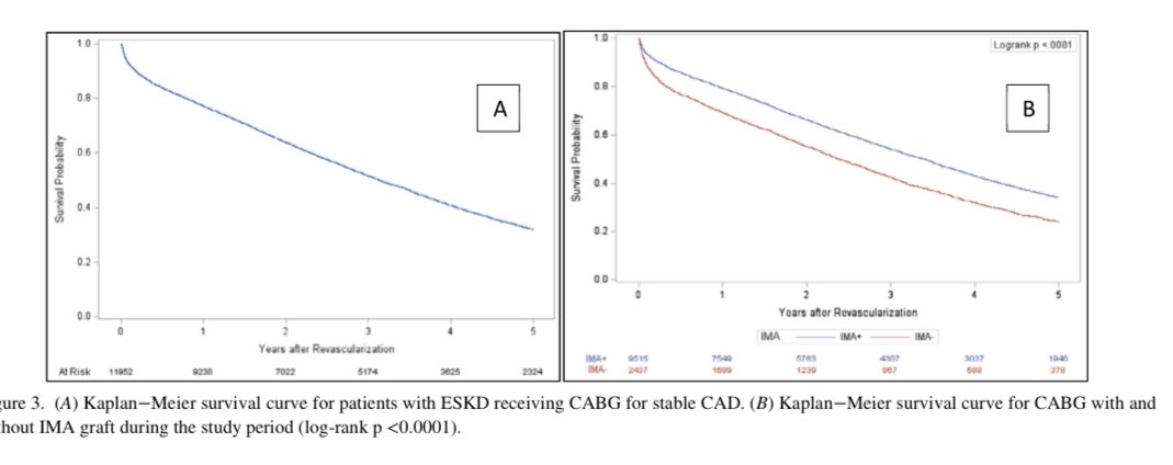 Exciting findings in our latest article led by <a href="/rhetorical/">questions</a>👨‍⚕️ We're observing a decline in CABG procedures for ESKD and Stable CAD patients, although decreasing trend for in-hospital and 1-year mortality 💀 rates. 📉 strong mentorship by Dr Gupta protect-us.mimecast.com/s/CdfvC73wW2CA… #research