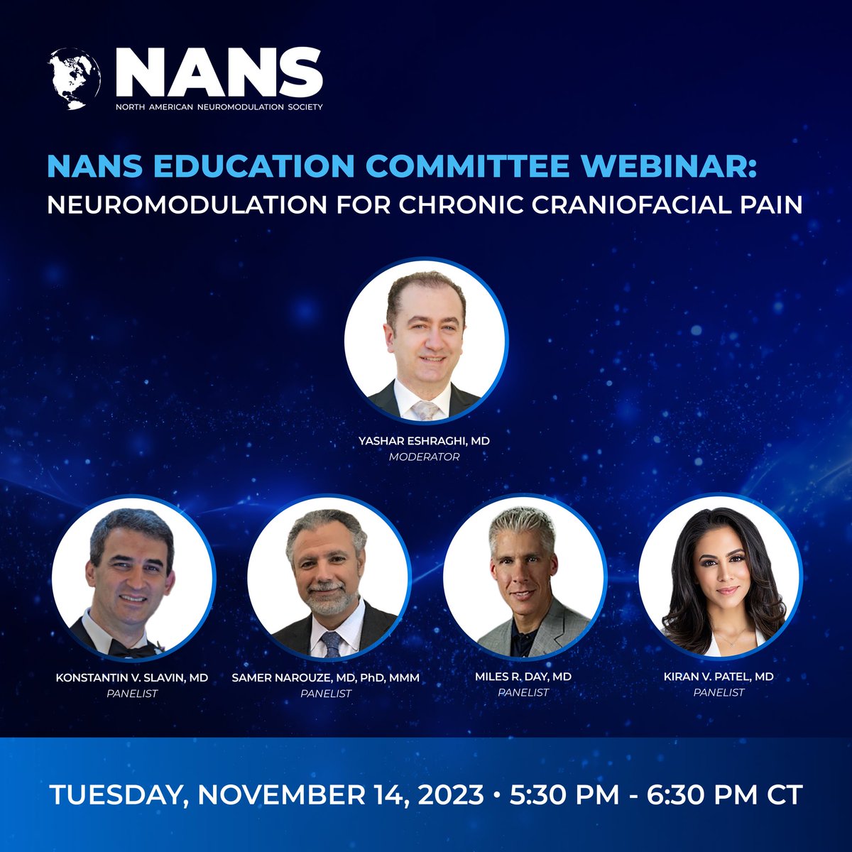 Join us for the webinar on neuromodulation for chronic craniofacial pain featuring world experts!