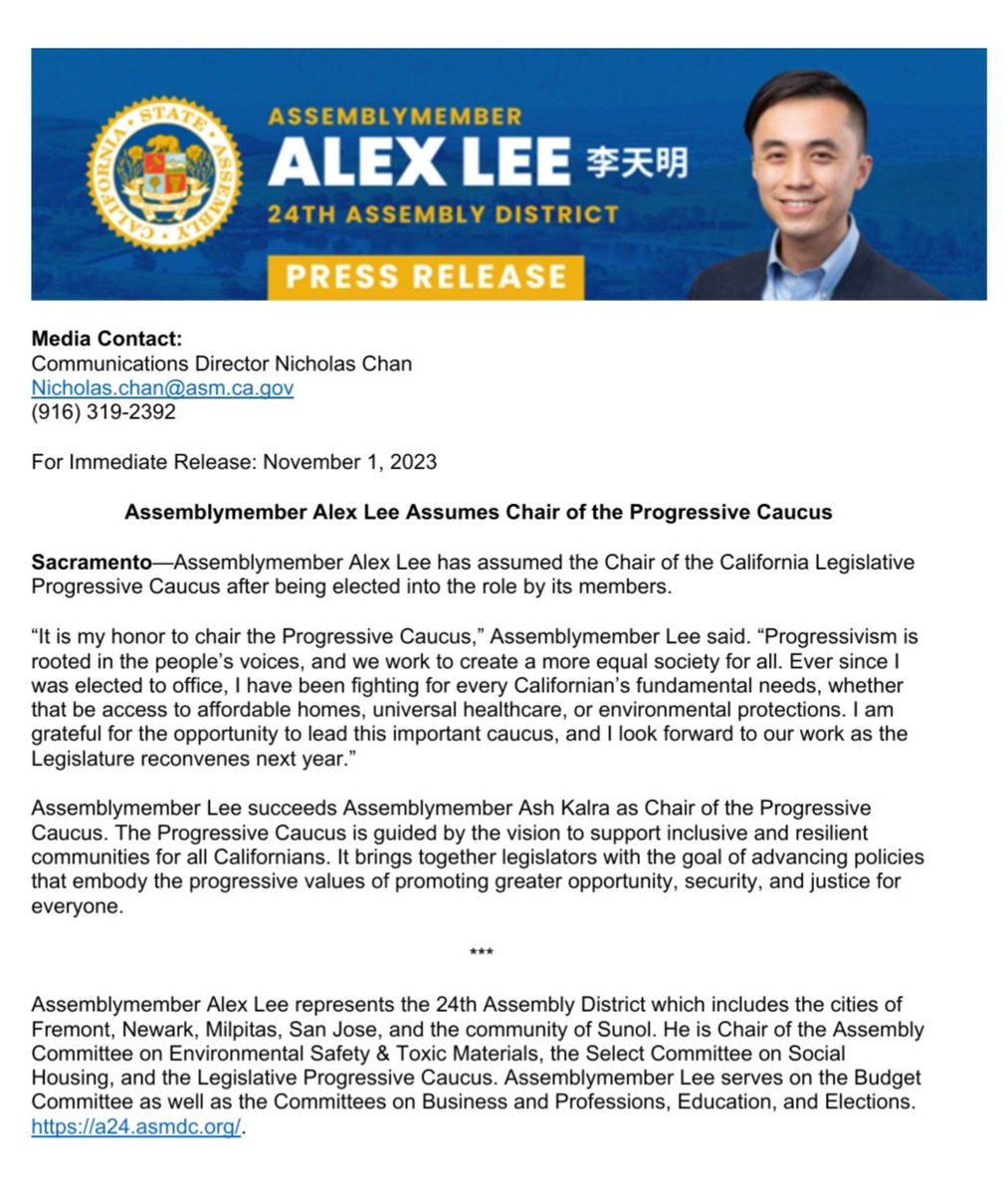 timrandyo's tweet photo. So proud of my boss, Assemblymember Alex Lee! Congratulations and keep up the great work supporting Californians and their families, and building a California for All!! https://t.co/EM6USAKzuv