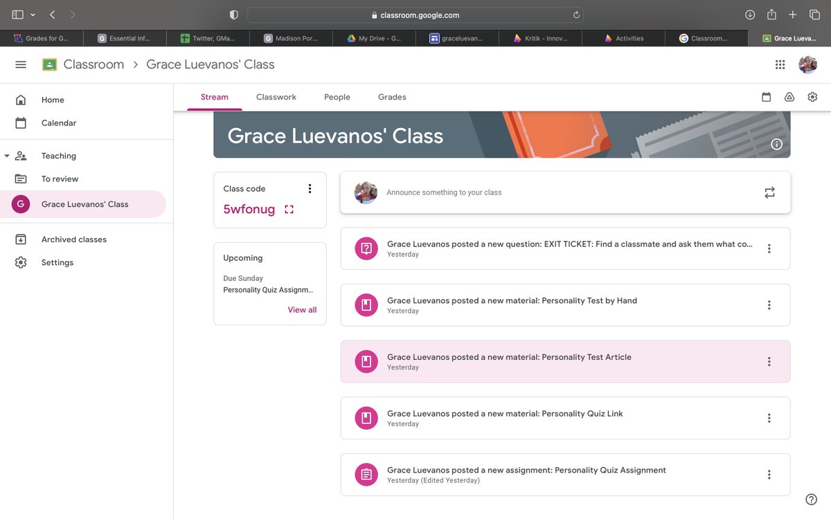 gluevanos0503's tweet image. I used Google Classroom all the time in middle and high school. After doing this assignment I see how much easier it is to keep track of students' assignments all in one place online. What a good tool to have in your back pocket! #EdTechAtLATech