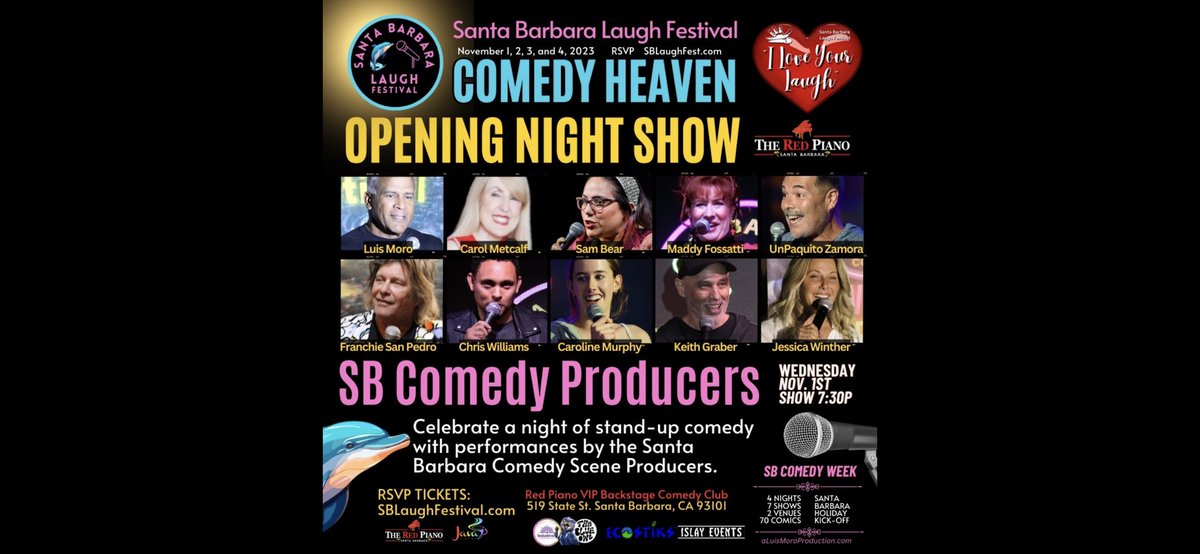 Laugh it up tonight!  And tomorrow, Friday and Saturday! 4 nights. 70 comics!  Bring  your best and loudest laughs for these comedians!