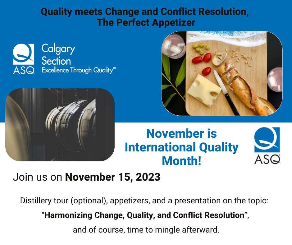 AsqCalgary's tweet photo. In honor of International Quality Month, ASQ Calgary is excited to invite you to an exclusive event that promises to enlighten and empower.

https://t.co/r7LcWa7qZG

#qualitymonth #changemanagement #conflictresolution #qualitymanagement #asqcalgary #transformativeleadership https://t.co/CKege6QND7