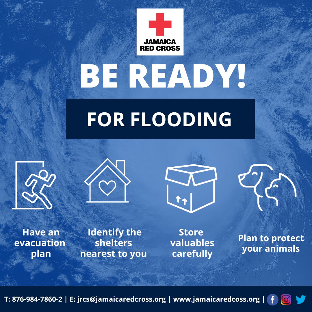 Jamaicaredcross's tweet photo. Heavy rainfall can result in flooding.
If you live in a flood prone area, ensure you're ready for possible flooding by following these tips.
#FloodTips https://t.co/RxkqI4CeY7
