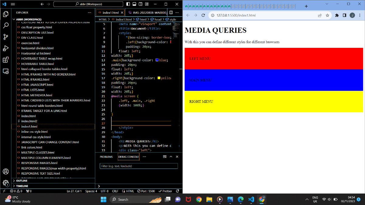 kipkoechjoel001's tweet image. Day 005
#100DaysOfCode #100daysofcodechallenge #CSSDay2023 
Responsive images✅
Responsive text sizes✅
