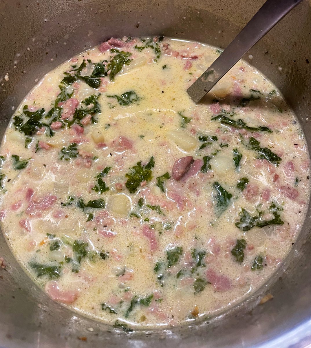 Made my wife some soup. Zuppa Toscana. It’s damn tasty.