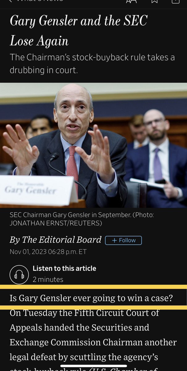 WSJ asks: “Is Gary Gensler ever going to win a case?”