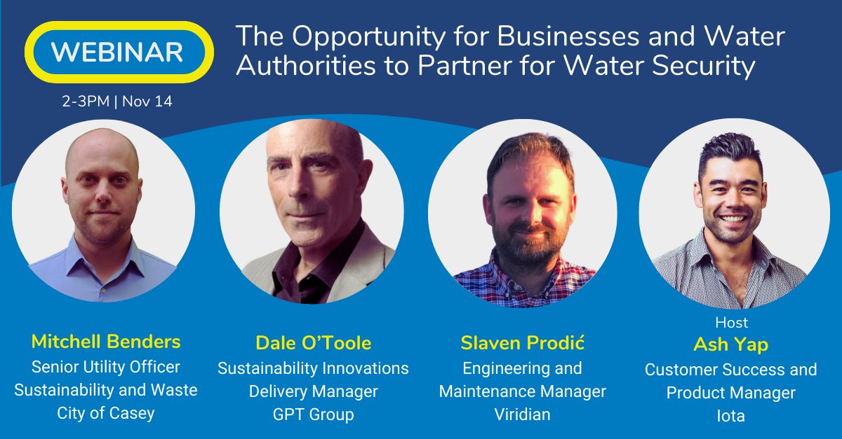 Webinar: Join us for a candid conversation between GPT Group, Viridian and City of Casey as they share their challenges, ambitions and learnings towards their sustainability goals.
 
Register here: us06web.zoom.us/webinar/regist…

#sustainability #watermanagement #enterprise #utilities