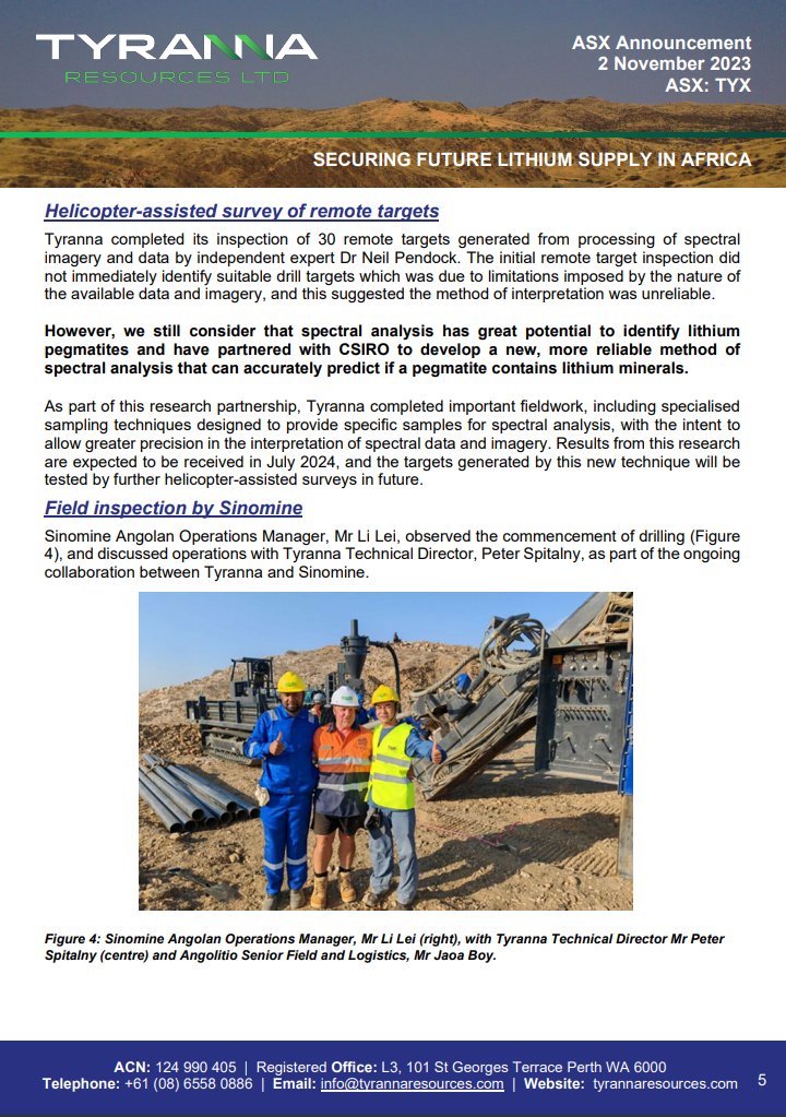 61Financial_AU's tweet photo. Tyranna Resources (#ASX: $TYX) has commenced drilling at the Muvero Prospect with multiple mineralised pegmatites in each drill-hole.
Access to other prospects and site preparation ongoing with drilling to continue through to at least June 2024.
#stocks #asx #lithium #battery https://t.co/EnzOmtPz9N