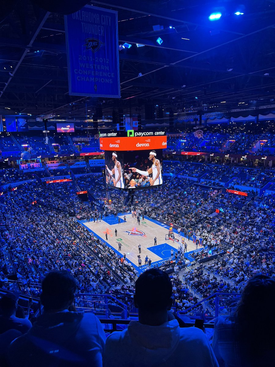 TylerPaul28's tweet photo. Fun atmosphere tonight @okcthunder game. We’ll get the W next time. #ThunderUp https://t.co/3SFHAZzV8h