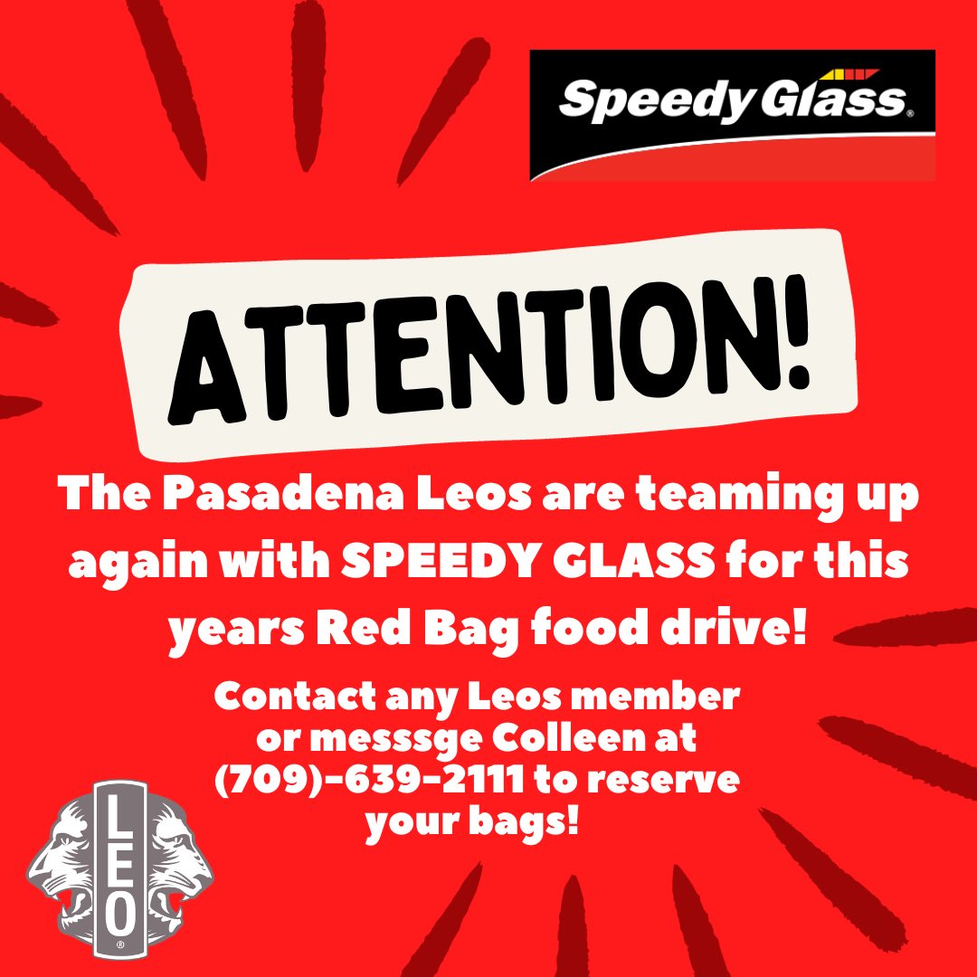 Thanks to Speedy Glass for teaming up with us for this event! 🚗🚙

Make sure to reserve your bags! 1-2 available per person. We appreciate any support we receive!