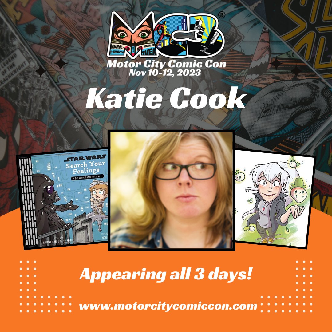 MotCityComicCon's tweet photo. 🔥#KatieCook is coming to #MotorCityComicCon 2023 this November!

💥You may have seen her work in #MyLittlePony, #NothingSpecial or #GronkAMonstersStory and you can meet her at #MC3 2023!

🎫Tickets are now on sale at https://t.co/eSG3VyEQc7 https://t.co/yUU3UveecF
