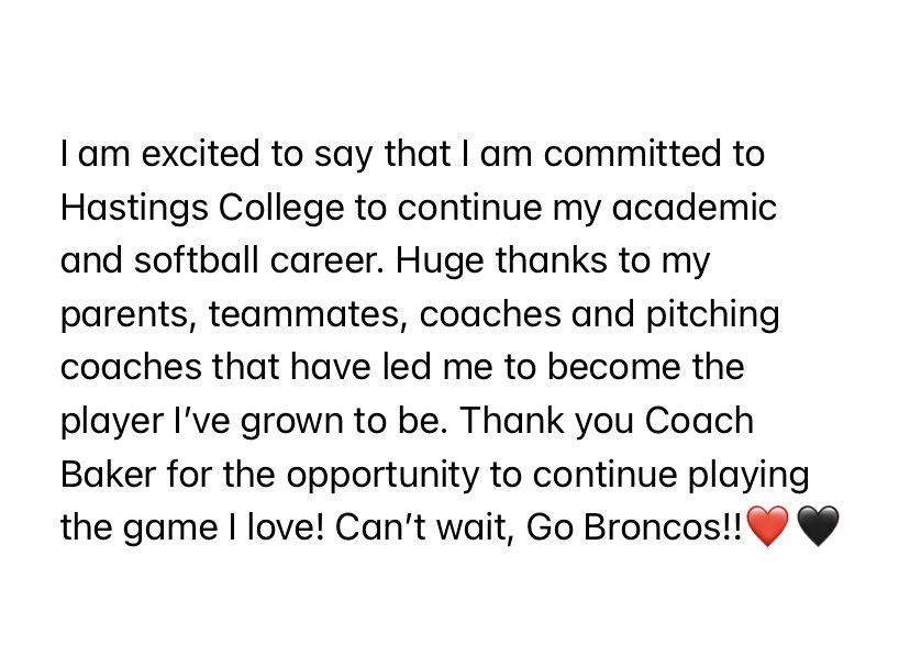 So excited for the next 4!!❤️🖤
<a href="/HCBroncoSB/">Hastings College Softball</a>