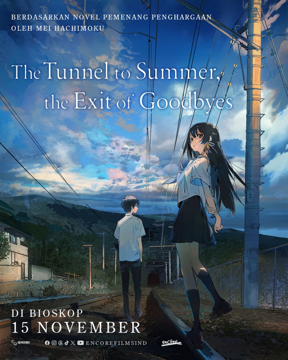 CGV_ID's tweet photo. Satu terowongan misterius dapat mengabulkan keinginan...namun ada konsekuensi dibaliknya  

Diangkat dari novel pemenang penghargaan dan memenangkan Paul Grimault Prize di Annecy Festival 2023

<The Tunnel to Summer the Exit of Goodbyes> tayang 15 November di CGV

#SemuaSerudiCGV https://t.co/KeG6X0JcWw