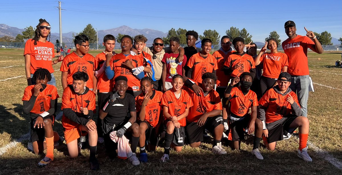 rms_tigers's tweet photo. WHO ARE WE??? WHO ARE WE??? Rialto Tigers!!!Congratulations to our UNDEFEATED flag football team for winning this year’s RUSD Middle Schools championships!!! Thank you to our coaches, Mr. Booten and Ms. Greenwood for creating the necessary relationships to inspire our students. https://t.co/3sZNLVHd2T