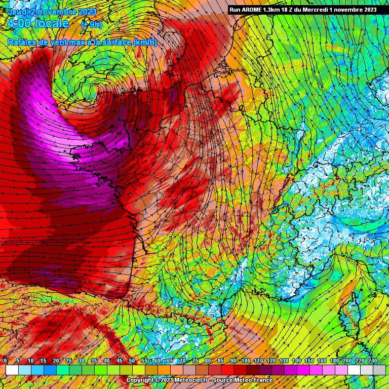 StevenTual_off's tweet photo. #Météo #Bretagne #TempêteCiaran 🔴💨 Le créneau 4h à 5h était modélisé comme le plus fort de la tempête. Soyez très prudents ! https://t.co/T3ajc414PS
