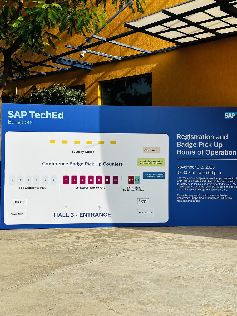 Apurwa1430's tweet photo. And it’s finally the Day 1 for SAP TechED ! 

Registrations and badge pick-up started at BIEC ! 💻

@AarifRao @gangadharansind @anzieee @anirbaankc @alenvarg @shivamalluvilas https://t.co/d3hfWrij2p