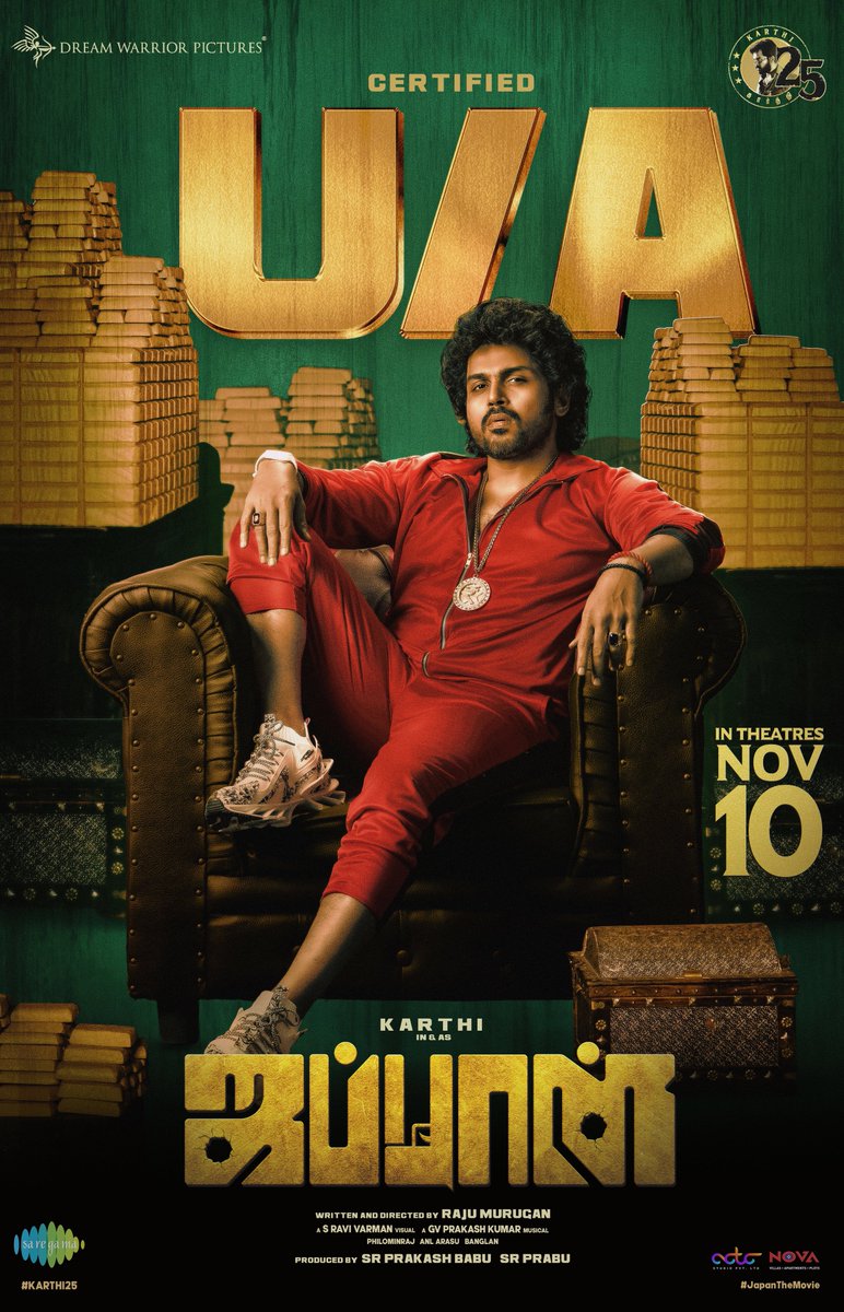 DreamWarriorpic's tweet photo. #Japan is yours from Nov 10th.

#UAforJAPAN #JapanDiwali 

@Karthi_Offl @ItsAnuEmmanuel @vagaiyaar @ksravikumardir #Sunil @vijaymilton @sanalaman @gvprakash @dop_ravivarman @ActionAnlarasu @philoedit #Banglan @YugabhaarathiYB @Arunrajakamaraj @PraveenRaja_Off @Dir_Rajumurugan @prabhu_sr @saregamasouth 

#Karthi25 #JapanFromNov10