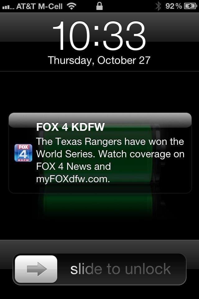 Even <a href="/FOX4/">FOX 4 NEWS</a> can’t screw this up!  #TexasRangers