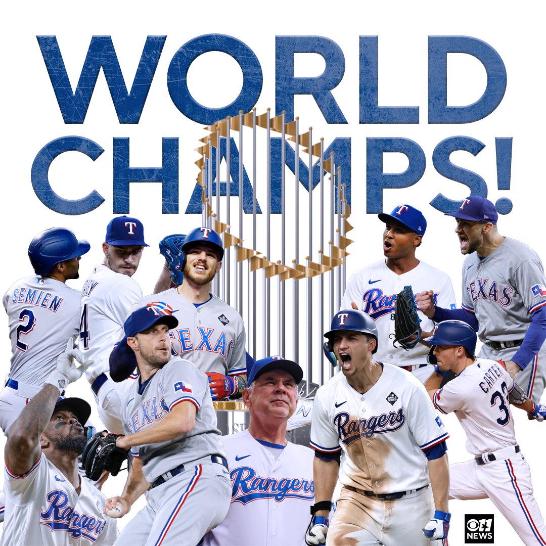 CBSNewsTexas's tweet photo. World Champs! The Rangers win the World Series 5-0 https://t.co/2ue1swuDwY