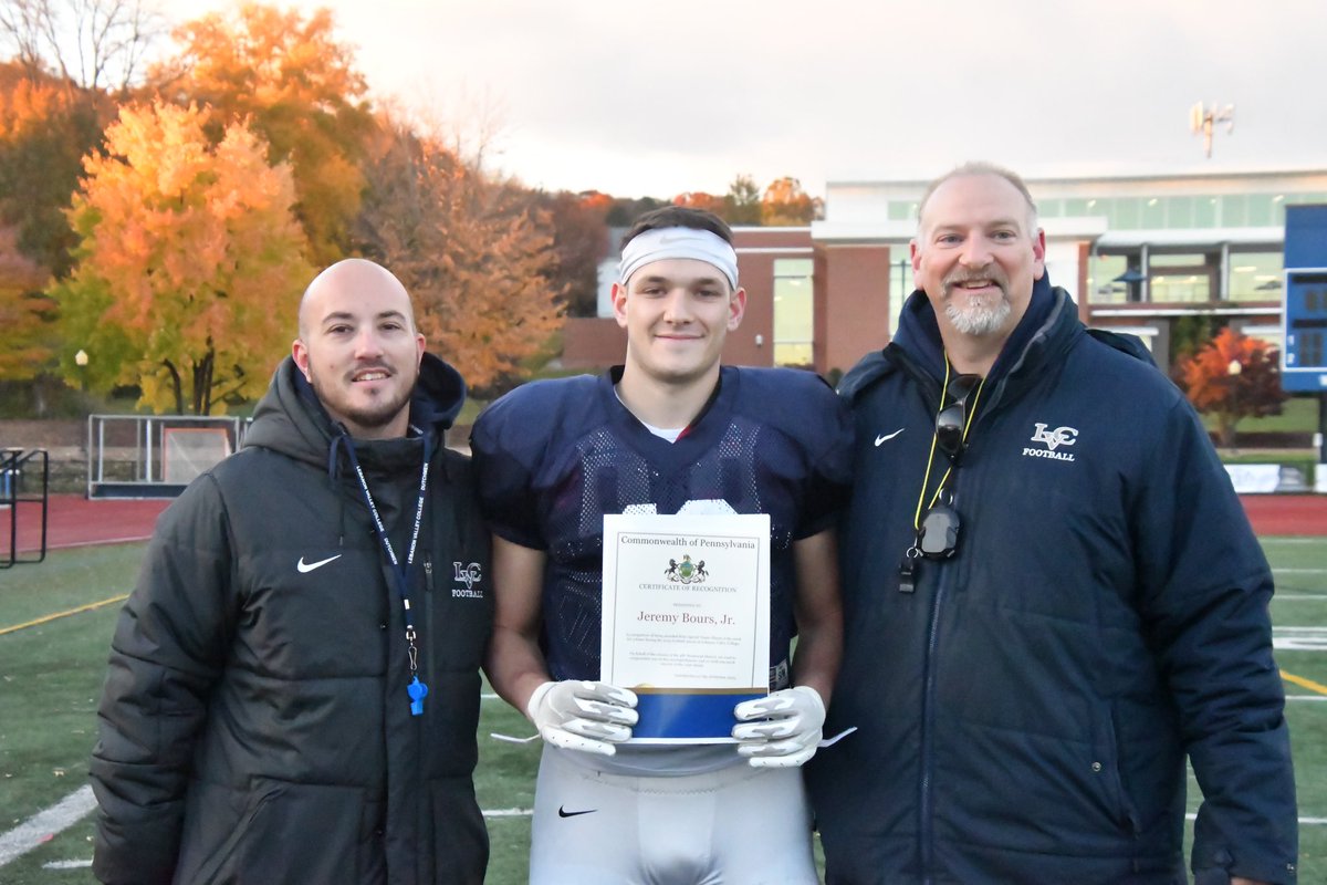 LebCoSports1's tweet photo. LVC Football punter Jeremy Bours has been named the MAC Special Teams Player of the Week three times this season. Today, the Annville-Cleona alum was honored by the PA State Senate. 
@LVCathletics @LVCFootball @ACFootball_Club @AnnvilleCleona https://t.co/JFWx8jE3Ea