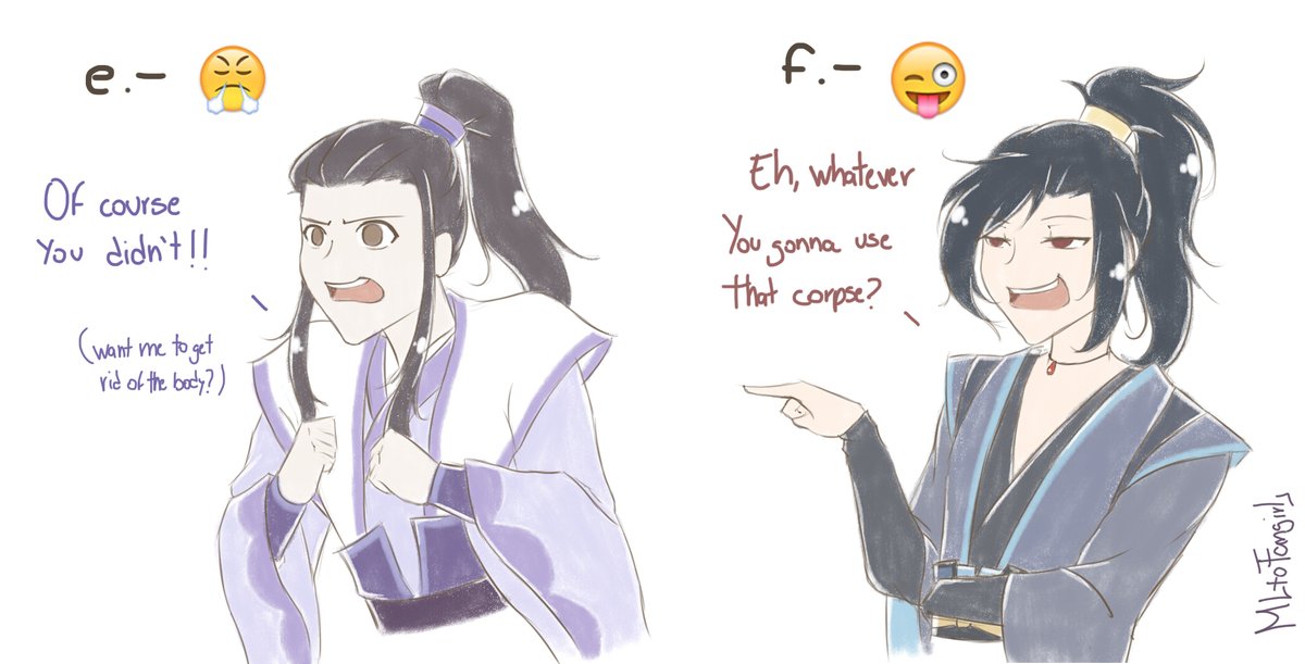 Welcome to "So you have acquired a murder meowmeow" Introductory manual 101

- What is an appropriate reaction?

#MDZS #allyao #MengYao #NieMingjue #LanXichen #WenRuohan #JiangCheng #SuMinshan #XueYang